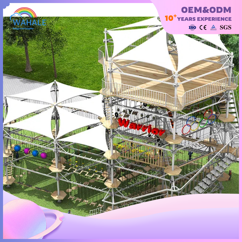 Scenic Area Outdoor Hexagonal Wooden Children's Warrior Adventure Playground Equipment Wholesale