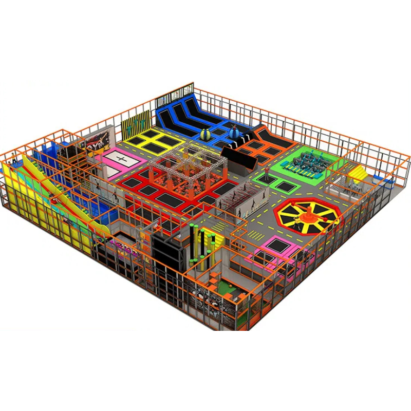 Yellow octagonal obstacle avoidance trampoline