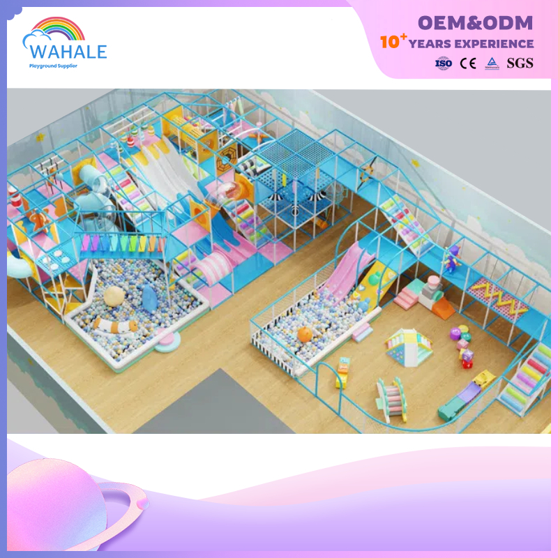 Mall Indoor Blue Pink Soft Physical Training Children Playground Equipment Builder