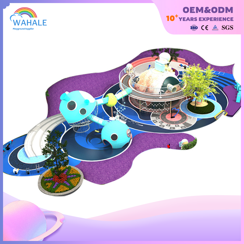 Scenic Spot Outdoor Silver Flying Saucer Shape Space Theme Customized Sports Playground Equipment Supplier