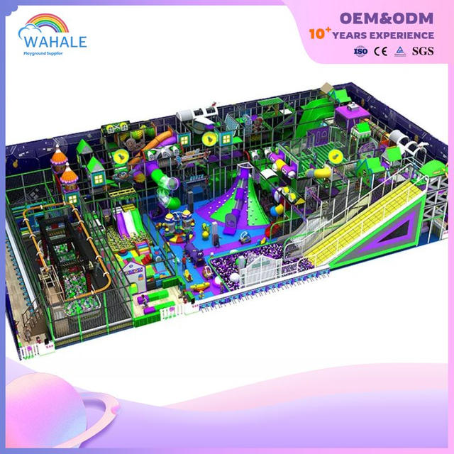 Video Game Theme Customized Children Purple Green Playground Indoor Soft Parkour Park Equipment