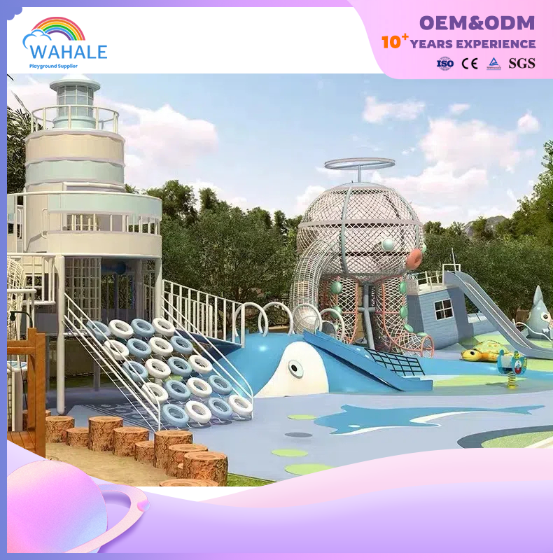 Outdoor Blue Robot Theme Customized Children's Climbing Playground Equipment Supplier