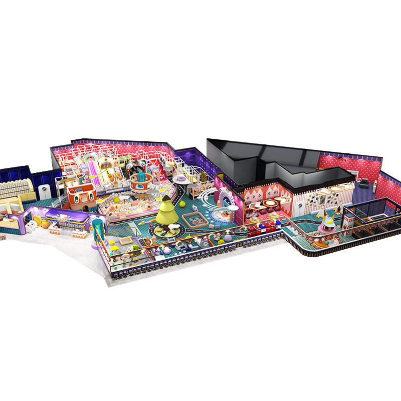 Plastic slide sand pond area