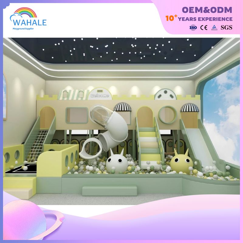 A 200-square-meter Indoor Blue Castle-themed Customized Maze Playground Equipment for A Kindergarten