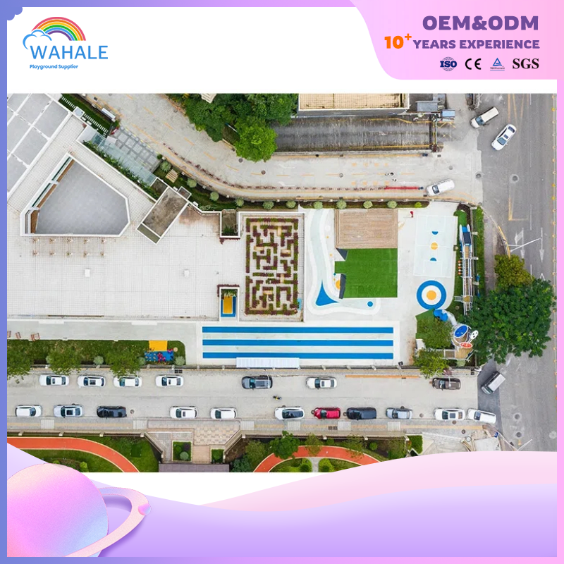 Community Outdoor Blue Bullet Car Shape Customized Wooden Children's Slide Playground Equipment