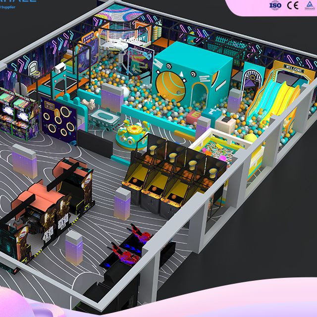 WAHALE Israel Project: 180㎡ Tech-Themed Indoor Playground with Spiral Tube Slide