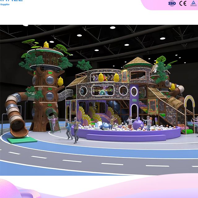 Giant Realistic Treehouse Play Structure with Slide - Commercial Indoor Playground Manufacturer