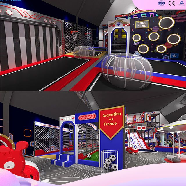 Modern Red-Blue Themed Playground (USA) - Extreme Adventure Playground Manufacturer