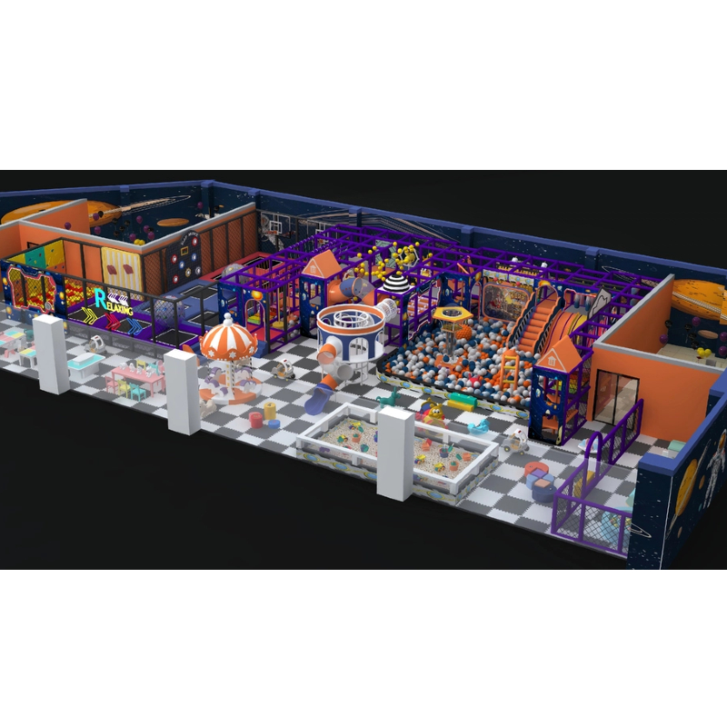 astronaut theme trampoline parkour