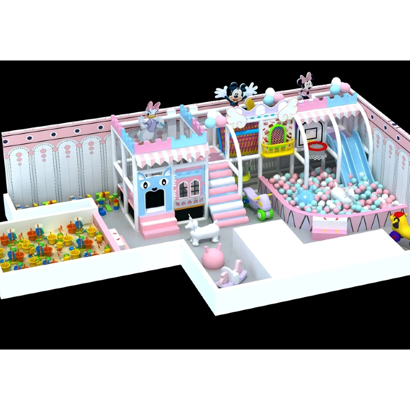 indoor blue house shape trampoline