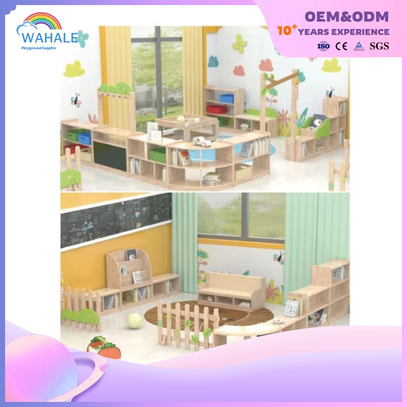 Kindergarten Solid Wood Toy Cabinet Rubber Wood Composite Cabinet Children's Storage Rack