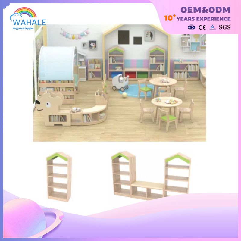 Wood Indoor Children's Playground Oak Table And Chair Combined Cabinet Equipment Customized