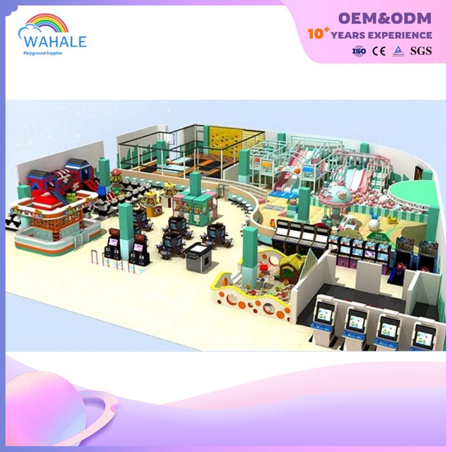 Green theme customized indoor children's video game theme playground equipment sale