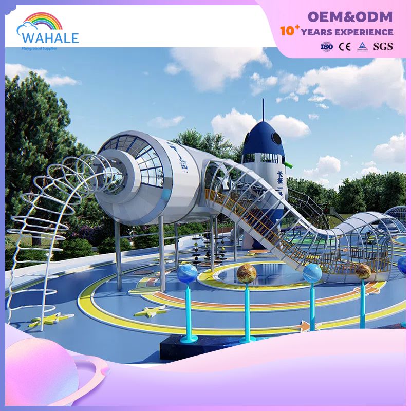 Interstellar Theme Customized Outdoor Sports Playground Children Color Rocket Shape Playground Equipment
