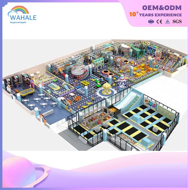 Rocket theme custom indoor soft decoration playground children space shape trampoline park equipment