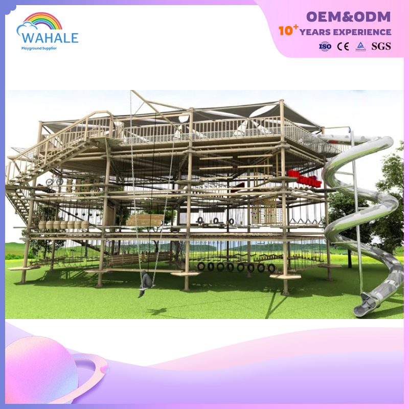 Scenic Area Outdoor Hexagonal Wooden Children's Warrior Adventure Playground Equipment Wholesale