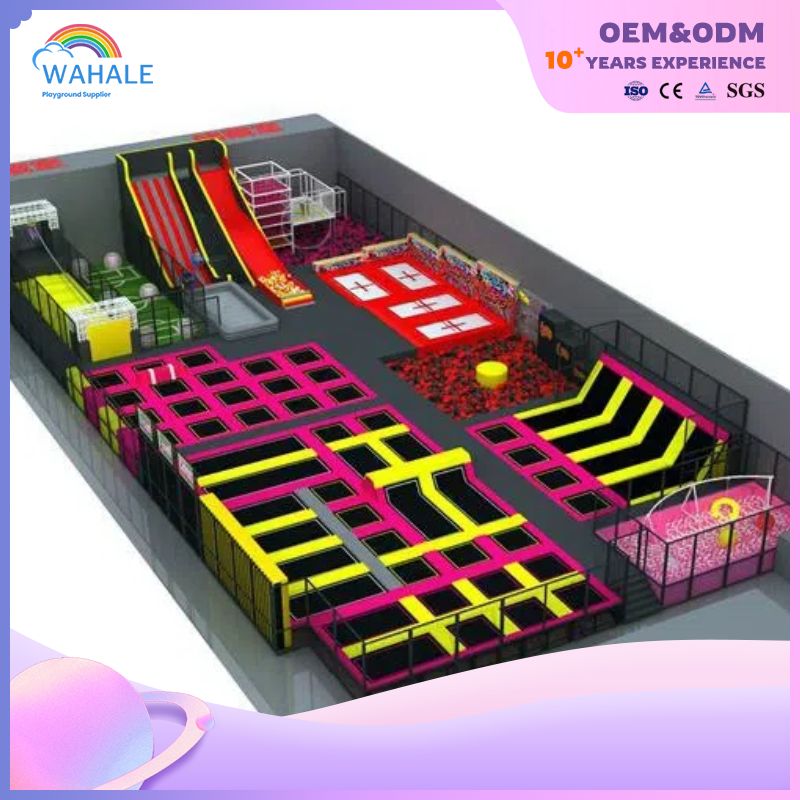 Custom Scenic Spot Indoor Children's Parkour Trampoline Park Soft Pink Physical Training Playground Equipment