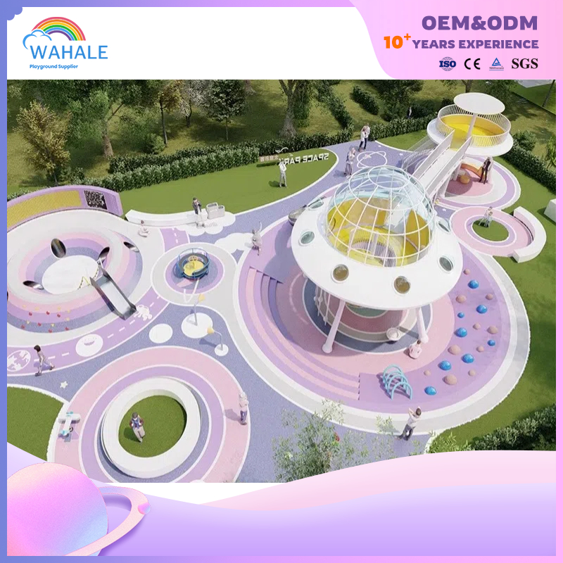 Scenic Spot Outdoor Pink Purple Space Theme Customized Children's Unpowered Playground