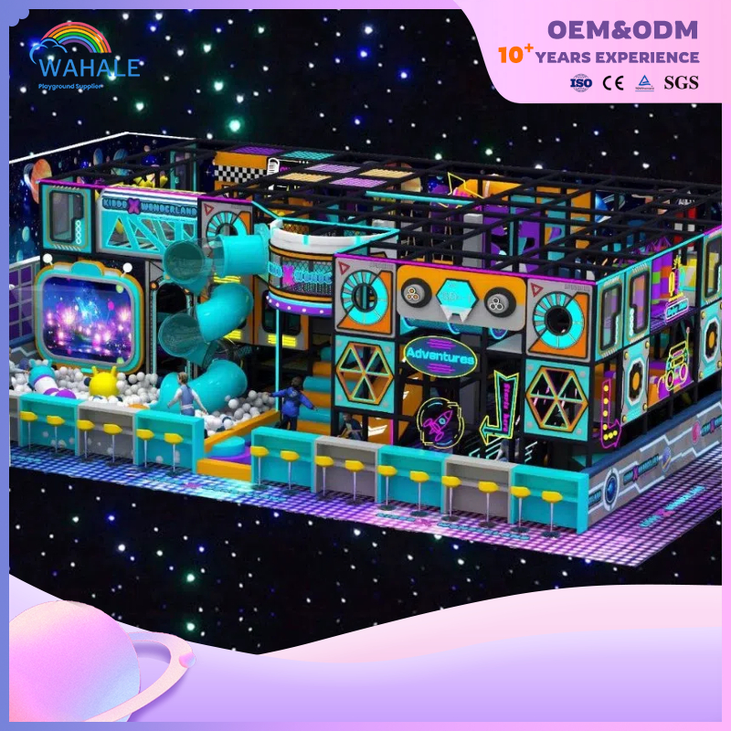 Early Education Center Indoor Video Game Theme Customized Children's Space Slide Playground Equipment