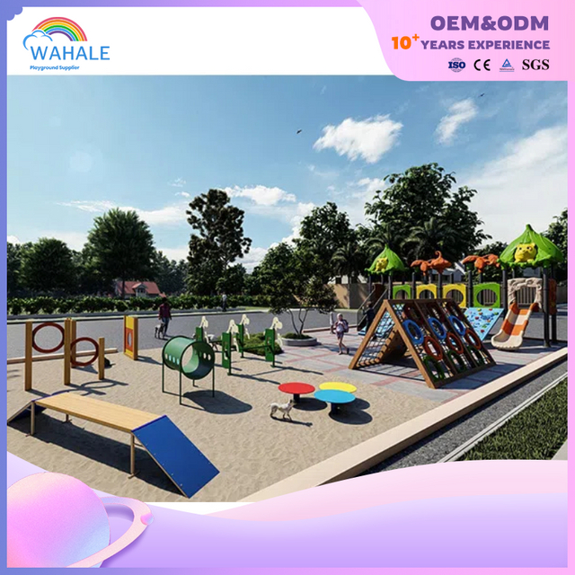 Park Outdoor Green Cartoon Style Slide Park مخصصة لتمرينات الأطفال معدات الجملة