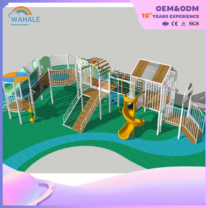 Park Outdoor Wooden House Shape Children's Climbing Slide Playground Equipment Supplier