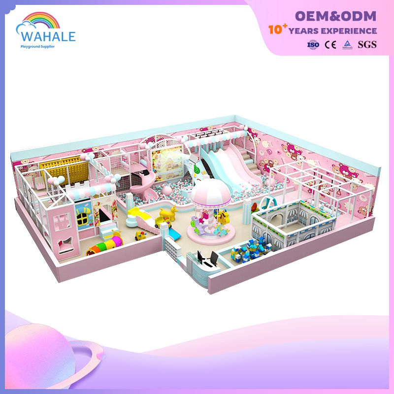 150-square-meter Indoor Pink Bear-themed Customized Children's Soft Furnishings And Playground Equipment
