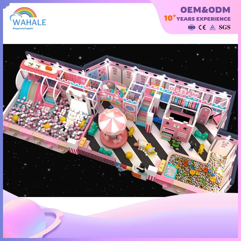 The Indoor Pink Castle-themed Custom Playground in The Shopping Mall Is A Children's And Parent-child Interactive Park