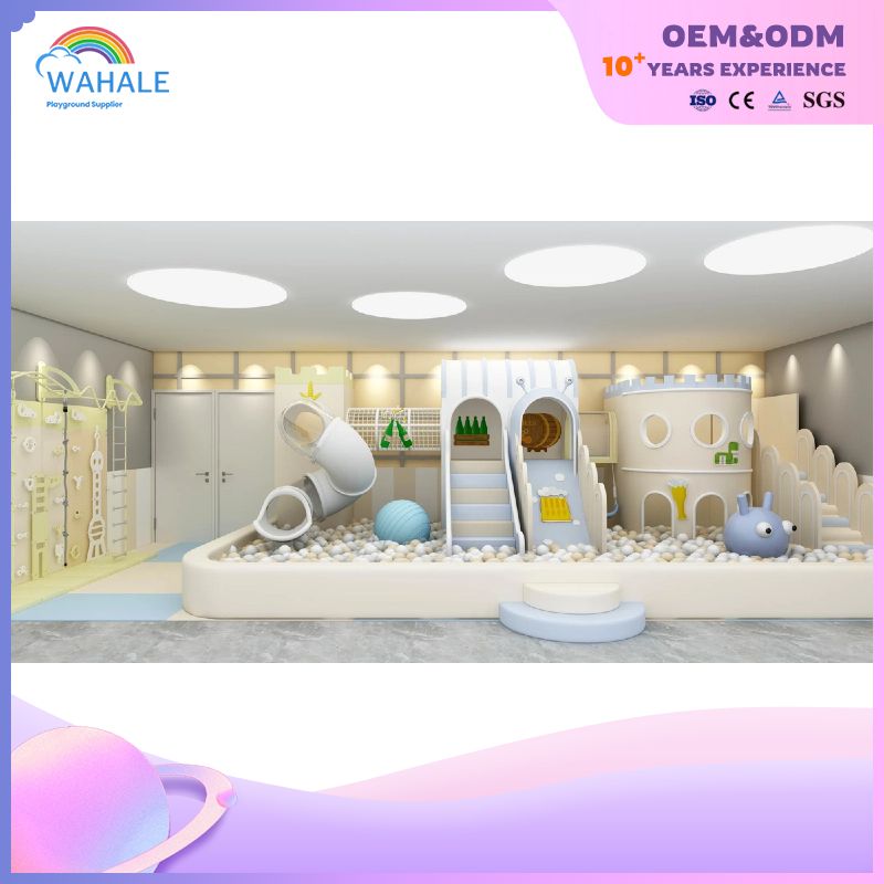 A 200-square-meter Indoor Blue Castle-themed Customized Maze Playground Equipment for A Kindergarten