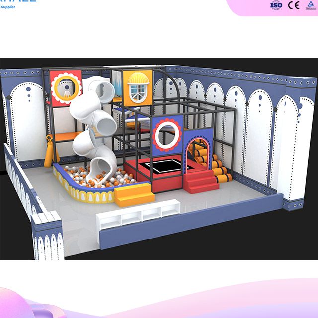 Compact Indoor Playground Starter Kit | S-Shape Spiral Slide, Trampoline & Ball Pool | Ideal for Small Business Investment