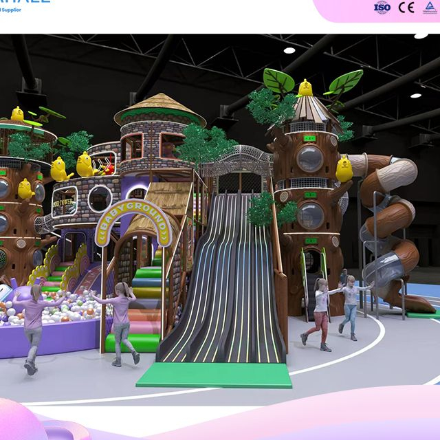 Giant Realistic Treehouse Play Structure with Slide - Commercial Indoor Playground Manufacturer