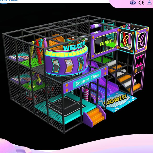 Tech-Play Sports Arena: 3-Lane Glow Slide & Multi-Level Challenge Course | Space-Efficient Investment Solution