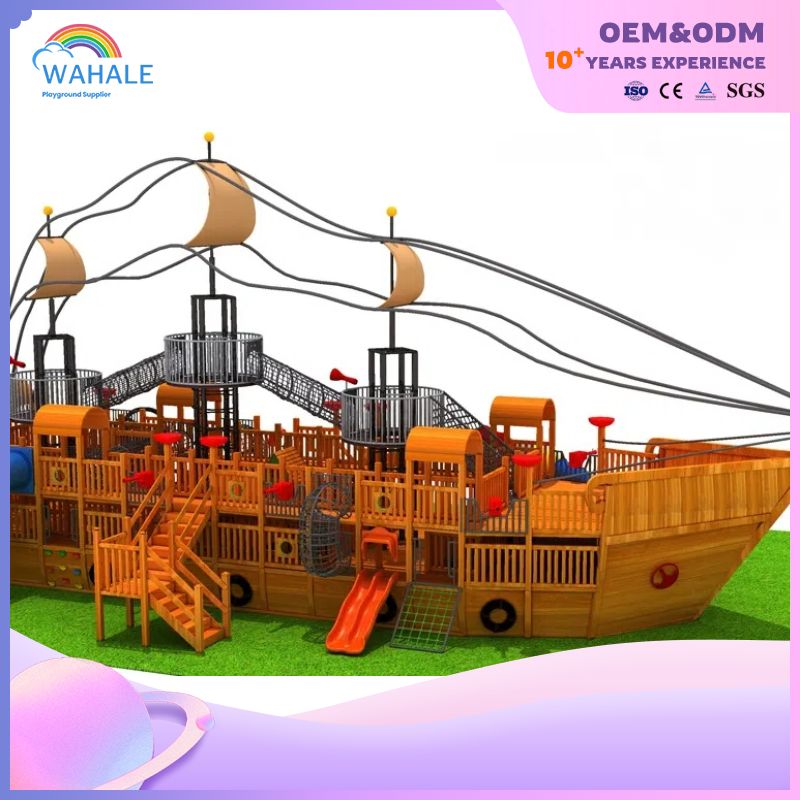 Wooden sailboat shape children's outdoor playground equipment customization