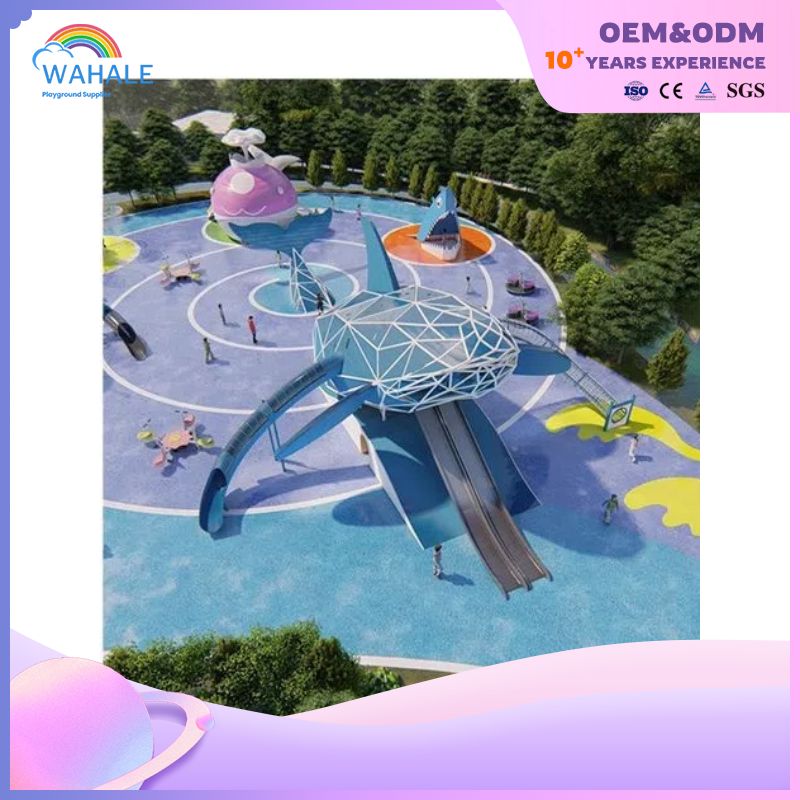 Whale Shape Outdoor Children's Playground Custom Cartoon Shape Unpowered Park Equipment