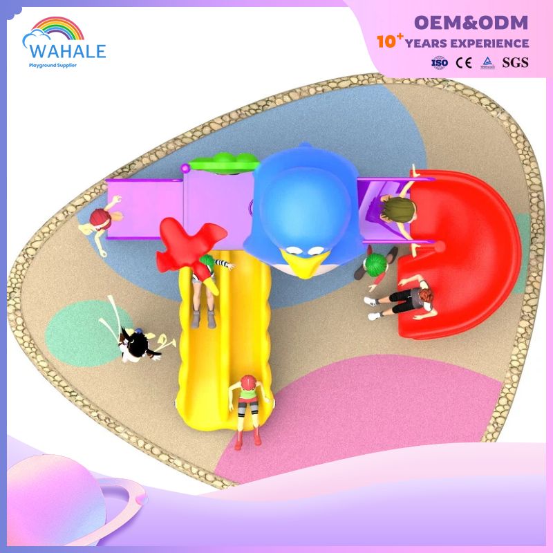 Outdoor Children's Blue Penguin Slide Park Children's Indoor And Outdoor Customized Playground Equipment Wholesale