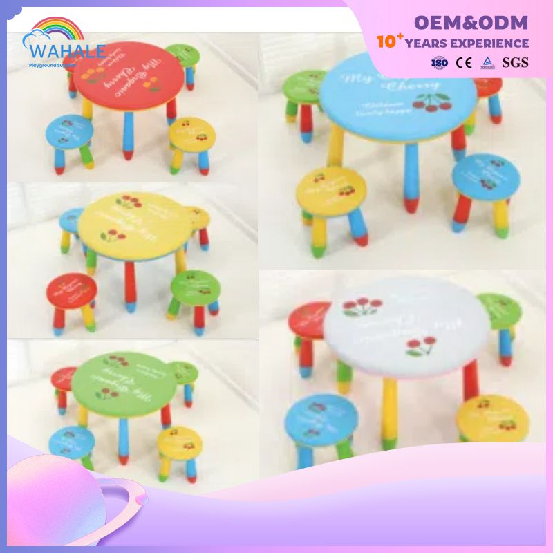 Kindergarten Indoor Round Plastic Table And Chair Color Custom Table And Chair Equipment