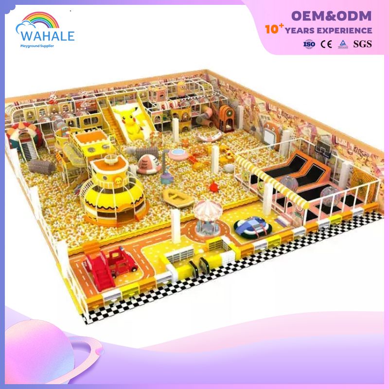 Yellow color custom children's cartoon theme indoor soft installation ocean ball pool playground facilities