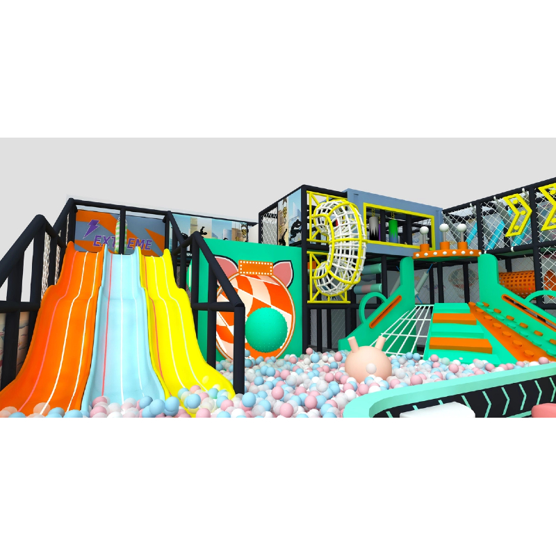 indoor orange and white grid horn slide