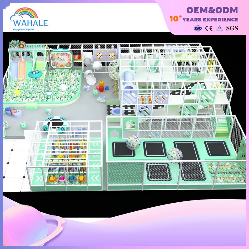 Mint Green Indoor Children's Playground Amusement Equipment Adventure Park