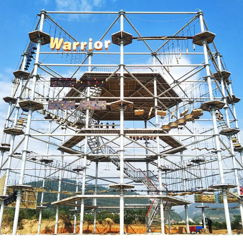Rope wooden climbing network walkway