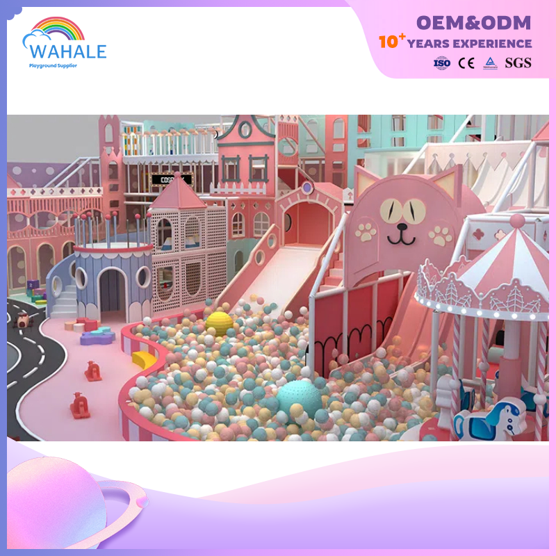 Shopping Mall Interior Pink Castle Shape Custom Children's Playground Equipment Suppliers