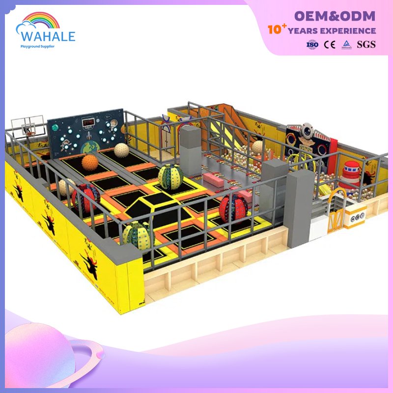 Kindergarten Indoor Yellow Soft Parkour Trampoline Jumping Sports Playground Equipment Dealer
