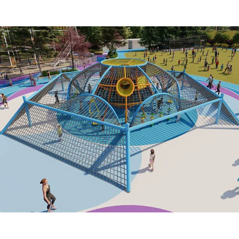 Yellow woven mesh climbing path