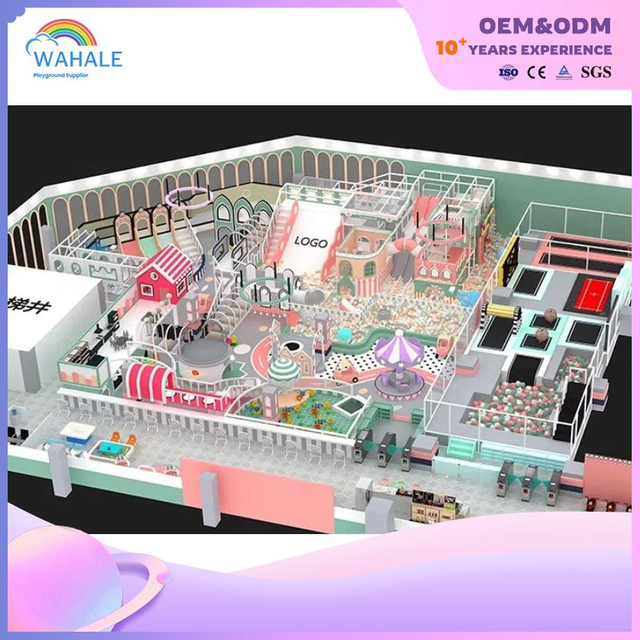 Cafe Interior Custom Green Castle Shape Playground Children's Soft Installation Playground Equipment