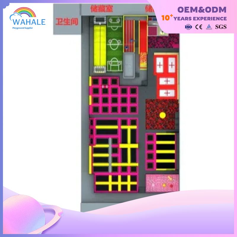 Custom Scenic Spot Indoor Children's Parkour Trampoline Park Soft Pink Physical Training Playground Equipment