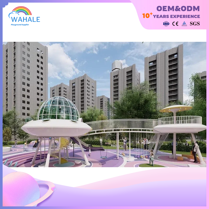 Scenic Spot Outdoor Pink Purple Space Theme Customized Children's Unpowered Playground