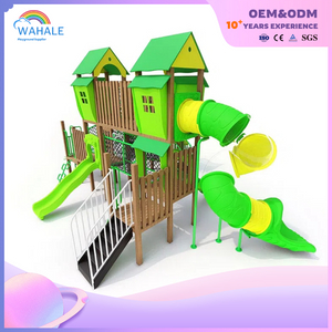 Park Outdoor Green House Theme Custom Two-story Wooden Maze Playground Equipment Dealer