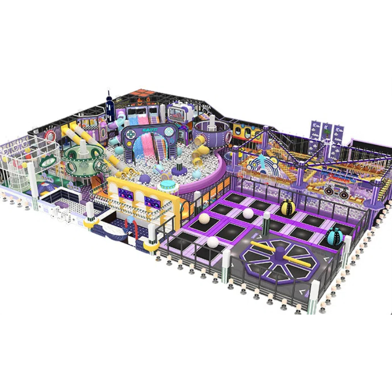 Purple octagonal obstacle avoidance trampoline
