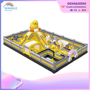 Inflatable Little Yellow Duck Cool Summer Slide And Jump Fun Area