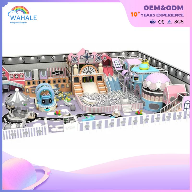 A 200-square-meter Indoor Blue Castle-themed Customized Maze Playground Equipment for A Kindergarten
