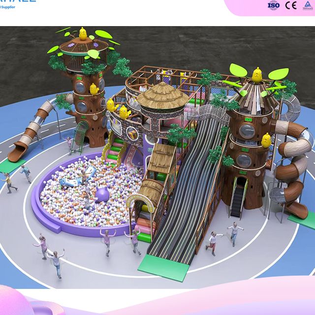 Giant Realistic Treehouse Play Structure with Slide - Commercial Indoor Playground Manufacturer